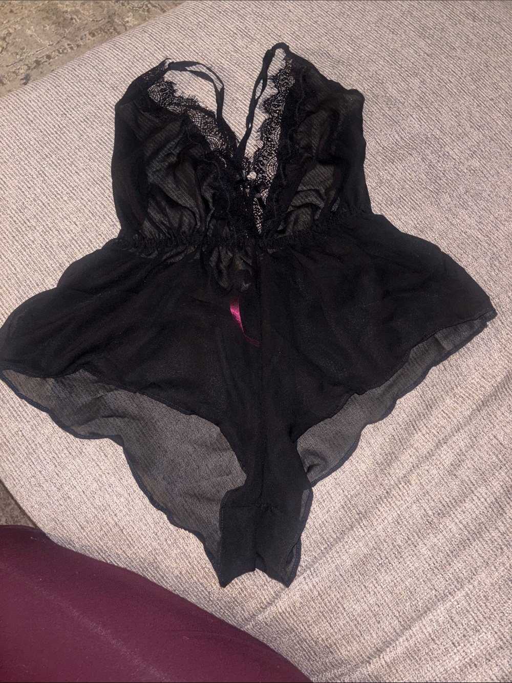 Black Lace Sheer Teddy Romper - Women's Intimates